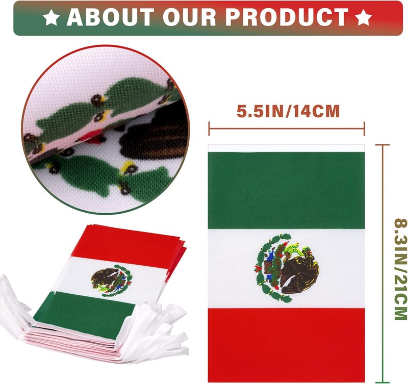 MVPRING Mexico String Flag Pennant Banner, Small Mini Mexican Flags Bunting Banner, 16th of September Mexican Independence Day National Country Decoration for School, Party, Sports Events, 33 Feet 30 Flags - Image 3